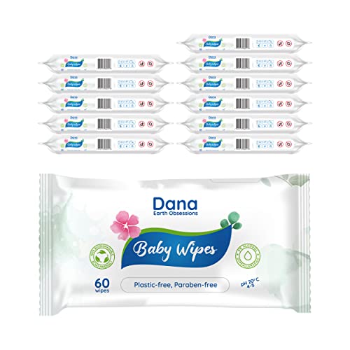 Dana Baby Wet Wipes with Purified Water for Cleaning Sensitive Newborn Skin and Body | Biodegradable No Plastic No Alcohol and No Paraben Babywipes and Waterwipes
