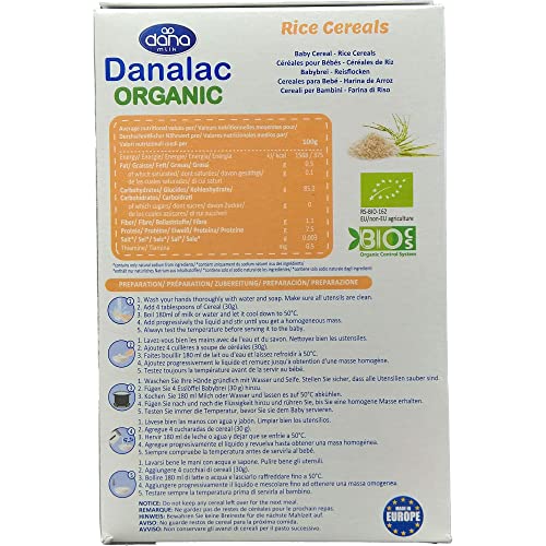 DANALAC Organic Rice Baby Cereal 200 Gram Porridge Sugar Free 4 Months Plus