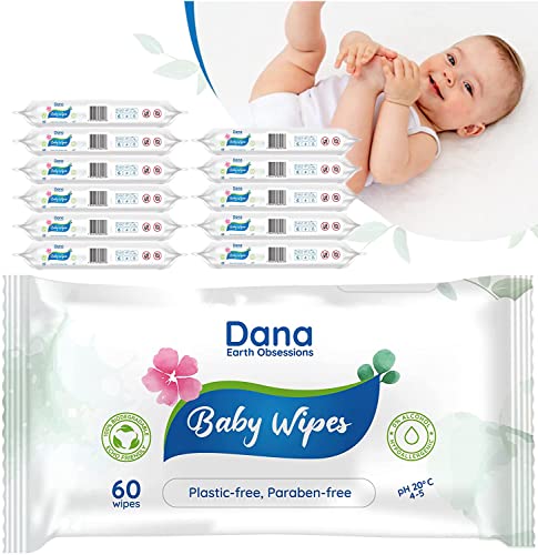 Dana Baby Wet Wipes with Purified Water for Cleaning Sensitive Newborn Skin and Body | Biodegradable No Plastic No Alcohol and No Paraben Babywipes and Waterwipes