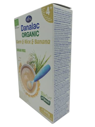 Danalac Organic Baby Cereal (Corn, Rice, Banana) 200 Gram Porridge Sugar Free 4 Months Plus