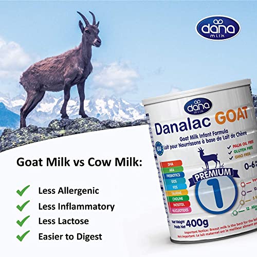 Danalac Goat Milk Infant Formula 400g Stage 1 Baby Milk Powder for Infants and Toddlers Age 0-6 Months (Pack of 6)