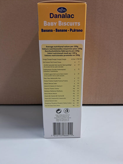 Danalac Banana Baby Biscuits Pack of Finger Food Snack for Toddlers 6+ Months with Calcium Iron and Vitamins, 120 g