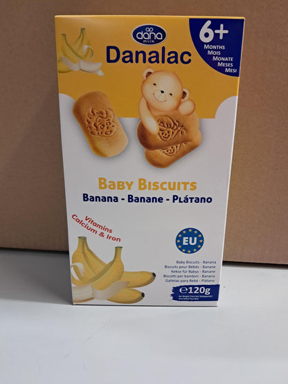 Danalac Banana Baby Biscuits Pack of Finger Food Snack for Toddlers 6+ Months with Calcium Iron and Vitamins, 120 g