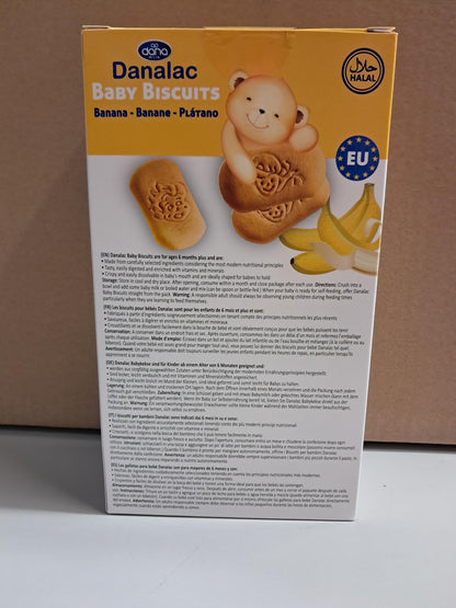 Danalac Banana Baby Biscuits Pack of Finger Food Snack for Toddlers 6+ Months with Calcium Iron and Vitamins, 120 g