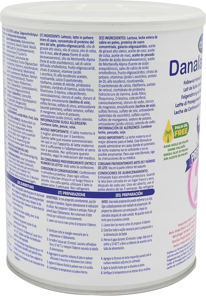 Danalac Goat Milk Follow-On Formula 800g Stage 2 Baby Milk Powder for Infants and Toddlers Age 6-12 Months (Pack of 6)