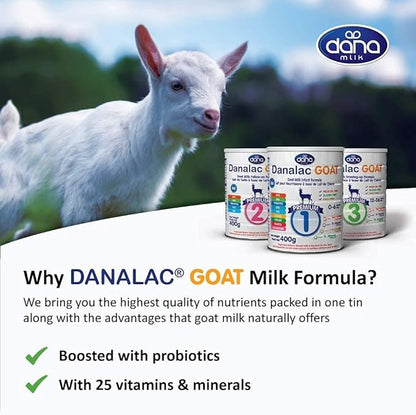 Danalac Goat Milk Follow-On Formula 800g Stage 2 Baby Milk Powder for Infants and Toddlers Age 6-12 Months (Pack of 6)