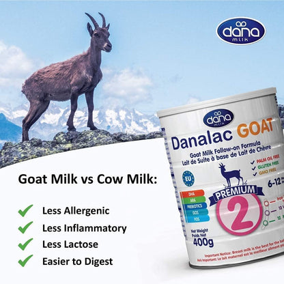 Danalac Goat Milk Follow-On Formula 800g Stage 2 Baby Milk Powder for Infants and Toddlers Age 6-12 Months (Pack of 6)