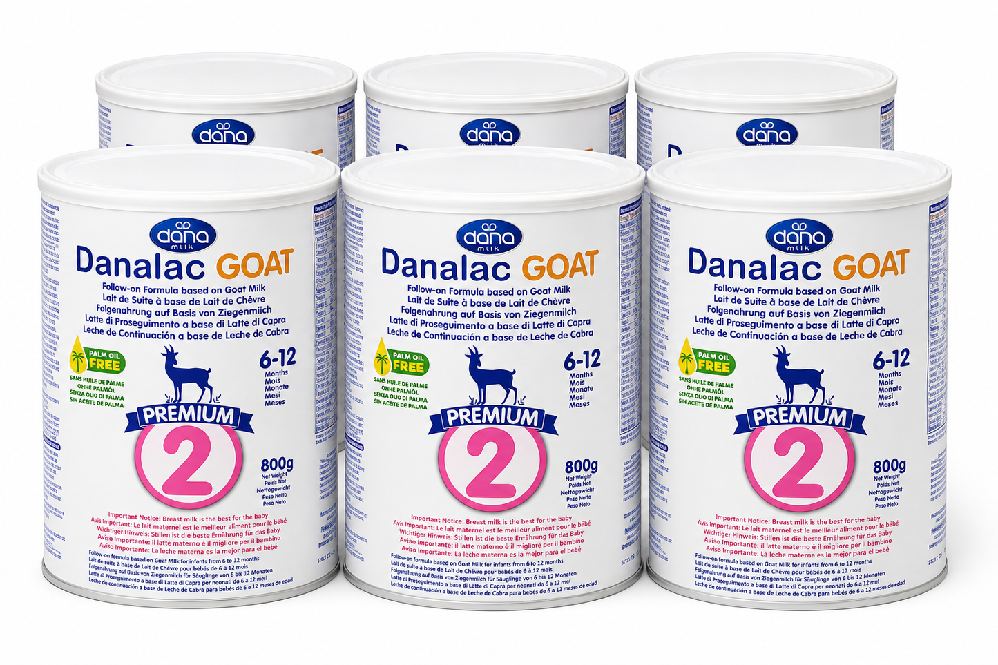 Danalac Goat Milk Follow-On Formula 800g Stage 2 Baby Milk Powder for Infants and Toddlers Age 6-12 Months (Pack of 6)