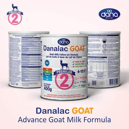 Danalac Goat Milk Follow-On Formula 400g Stage 2 Baby Milk Powder for Infants and Toddlers Age 6-12 Months (Pack of 6)