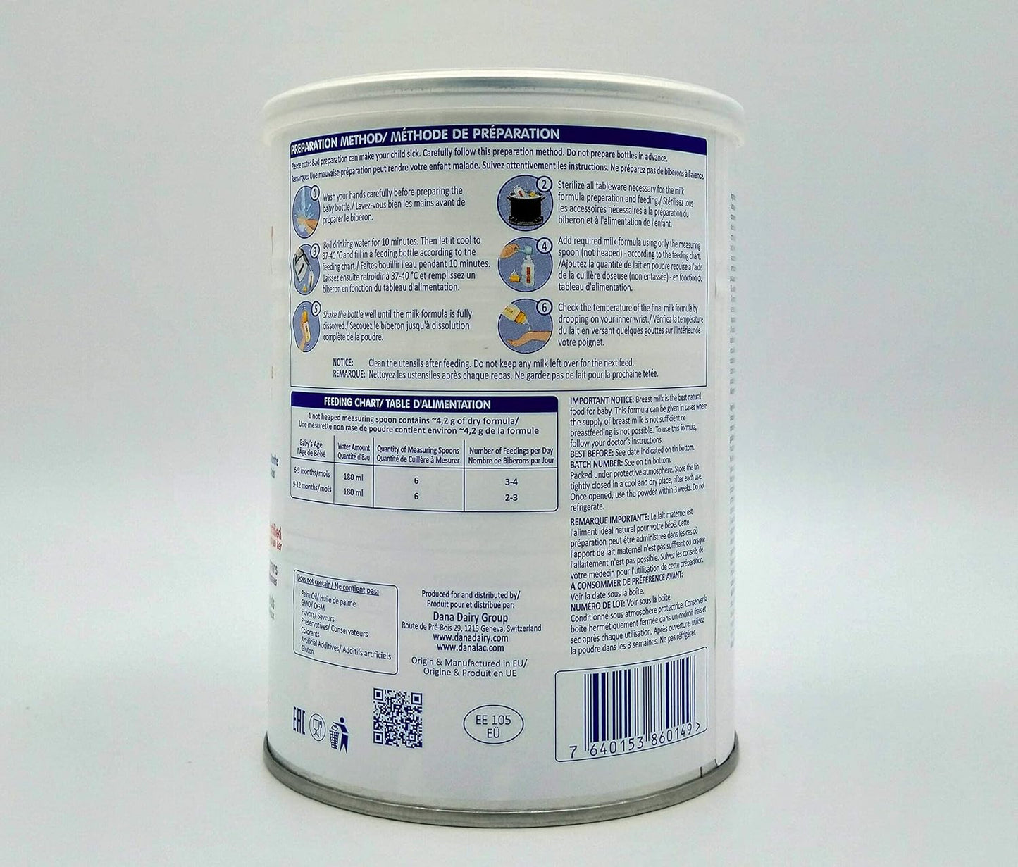 Danalac Goat Milk Follow-On Formula 400g Stage 2 Baby Milk Powder for Infants and Toddlers Age 6-12 Months (Pack of 6)