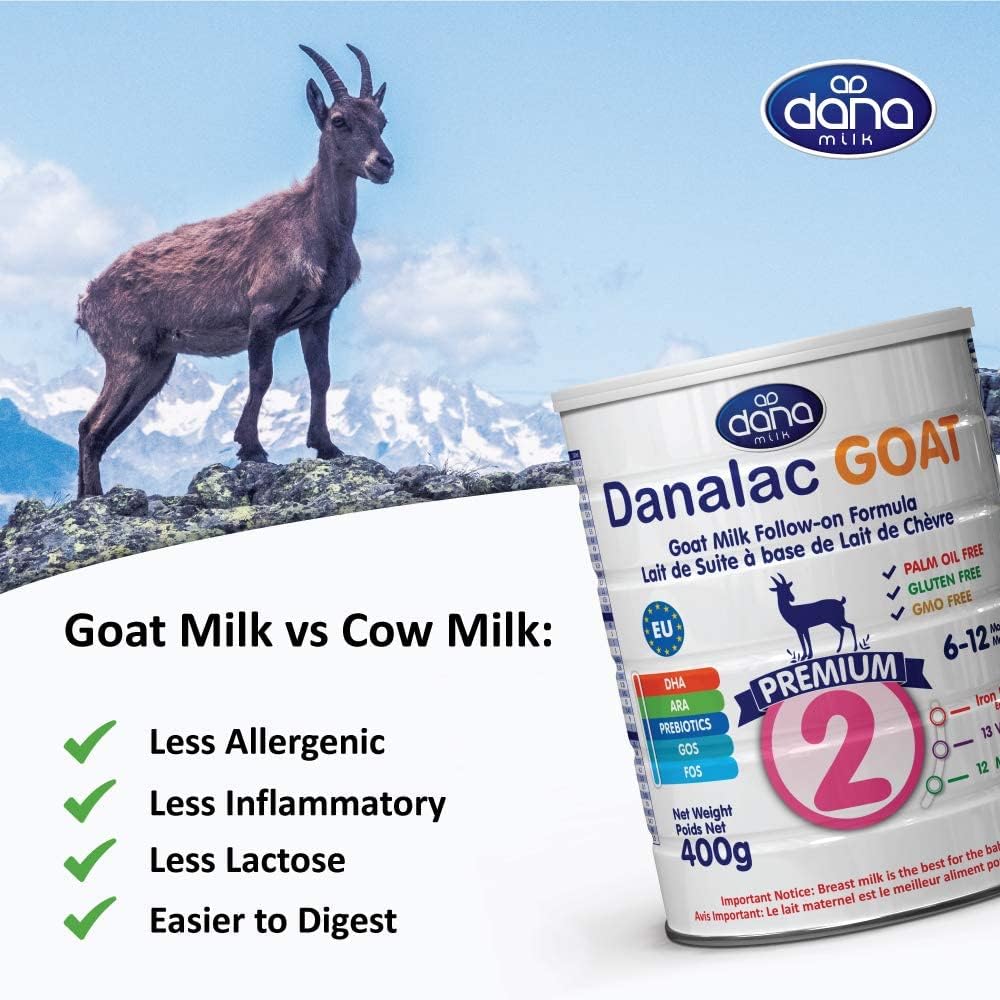 Danalac Goat Milk Follow-On Formula 400g Stage 2 Baby Milk Powder for Infants and Toddlers Age 6-12 Months (Pack of 6)