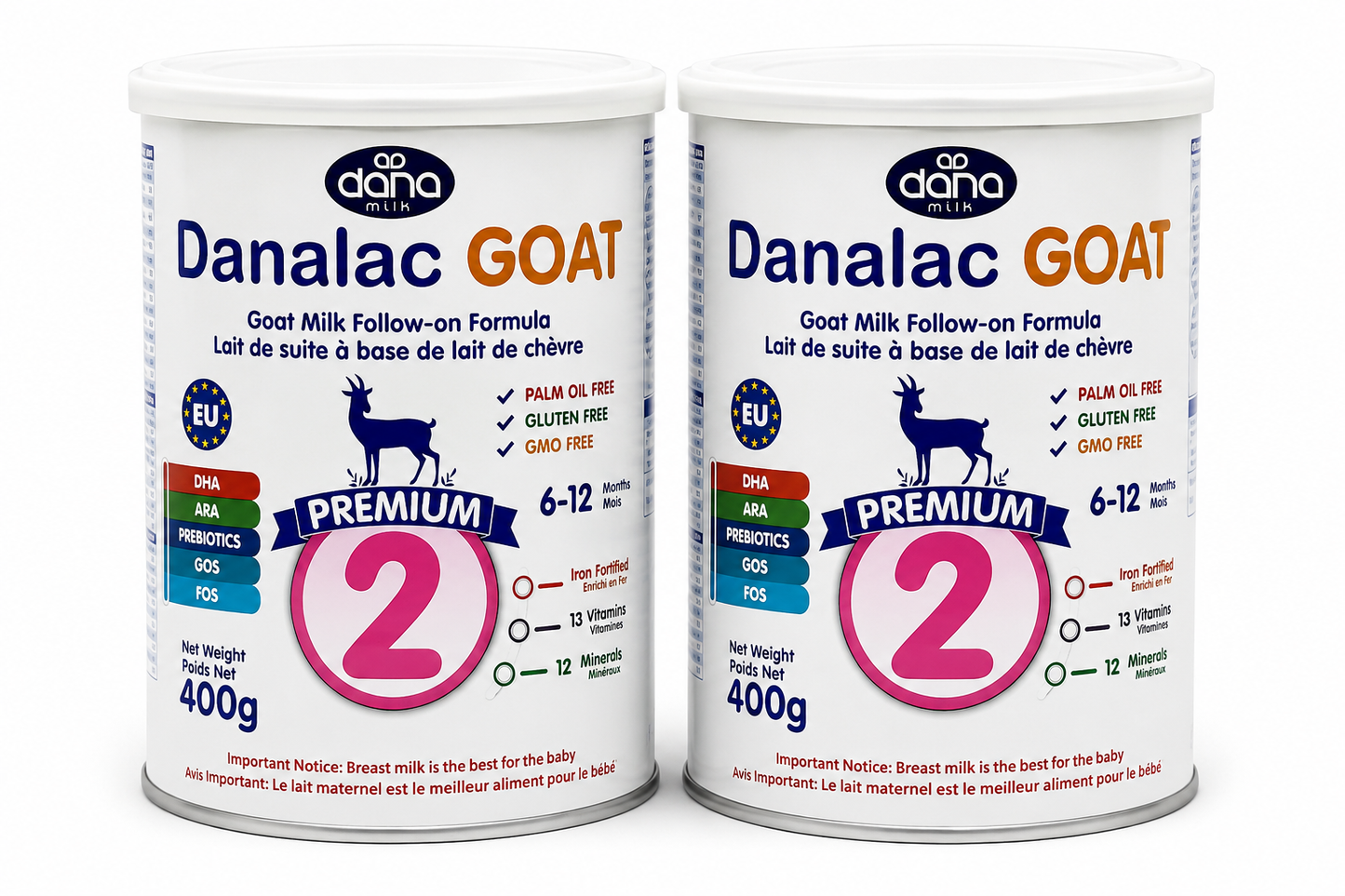Danalac Goat Milk Follow-On Formula 400g Stage 2 Baby Milk Powder for Infants and Toddlers Age 6-12 Months (Pack of 2)