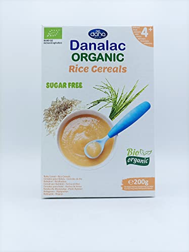 DANALAC Céréales de riz biologique pour bébé 200 grammes de bouillie sans sucre 4 mois et plus