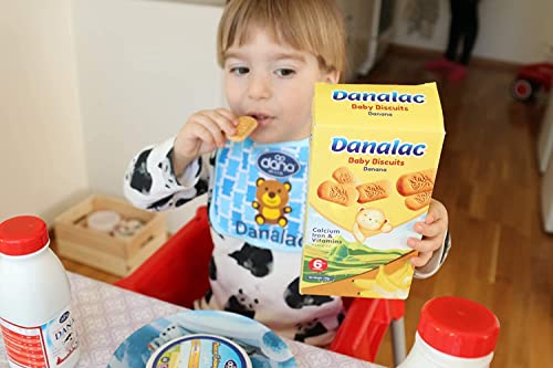 DANALAC Babykekse 120 g Kombi-Snackpackung – 2 Bananen, 2 Kakao, 2 natürliche Natur – Snacks und Nahrung für Kleinkinder ab 6 Monaten mit Kalzium, Eisen und Vitaminen