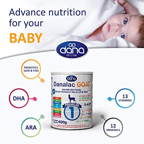 DANALAC Advance Ziegenmilch-Säuglingsnahrung, 400 g, Stufe 1, Babymilchpulver für Säuglinge und Kleinkinder im Alter von 0–6 Monaten