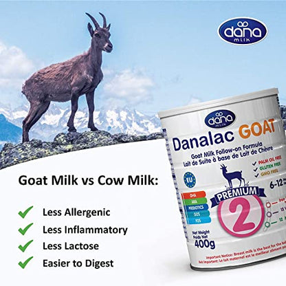 DANALAC Advanced Goat Milk Follow-On Formula Stage 2 Lait en poudre pour nourrissons et tout-petits âgés de 6 à 12 mois