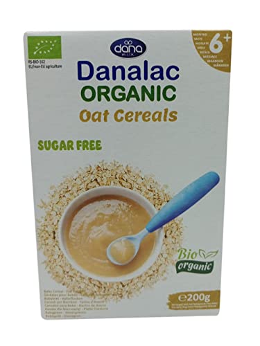 Danalac Organic Oat Baby Cereal 200 Gram Porridge Sugar Free 6 Months Plus (Pack of 3)